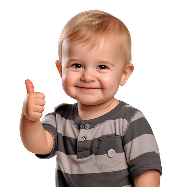 Baby gibt thumbs up